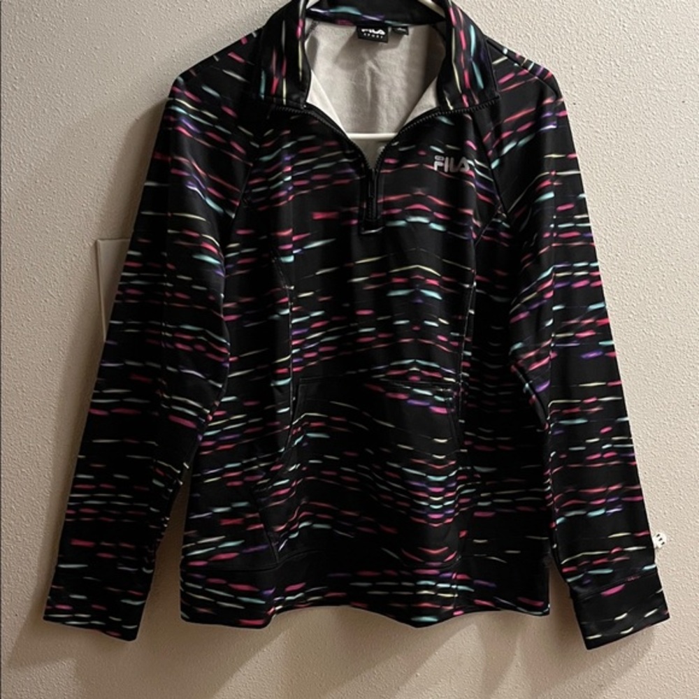 Fila Black and Pink Patterned Puffer Jacket